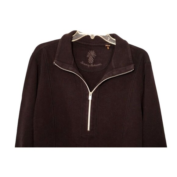 Tommy Bahama Pullover Sweatshirt Size XL Quarter Zip Black Ribbed Cotton - Picture 2 of 7